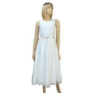 Calvin Klein Belted White Dress
